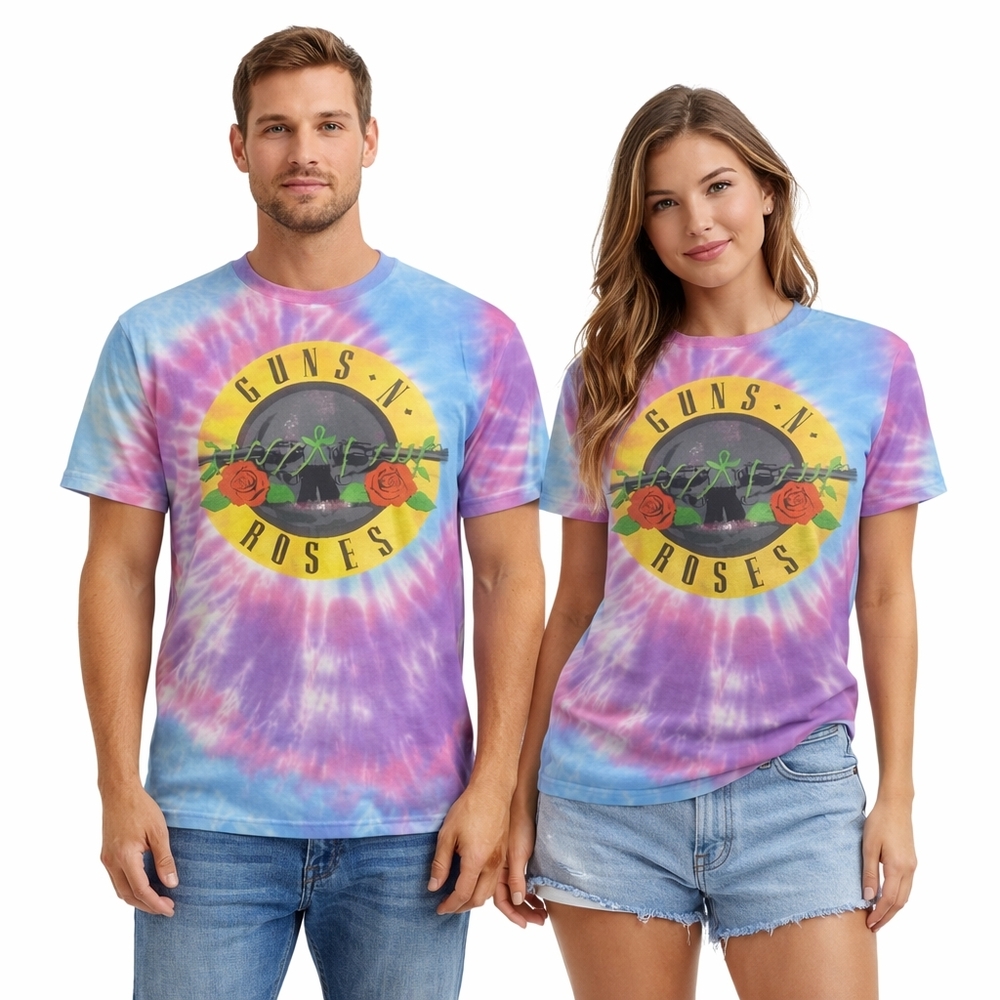 Guns N’ Roses Tie Dye Graphic Band T-Shirt Bravado SzbSmall tee crew neck unisex